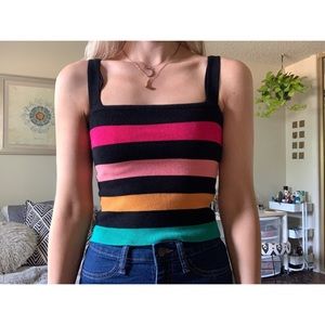 Striped knit crop top